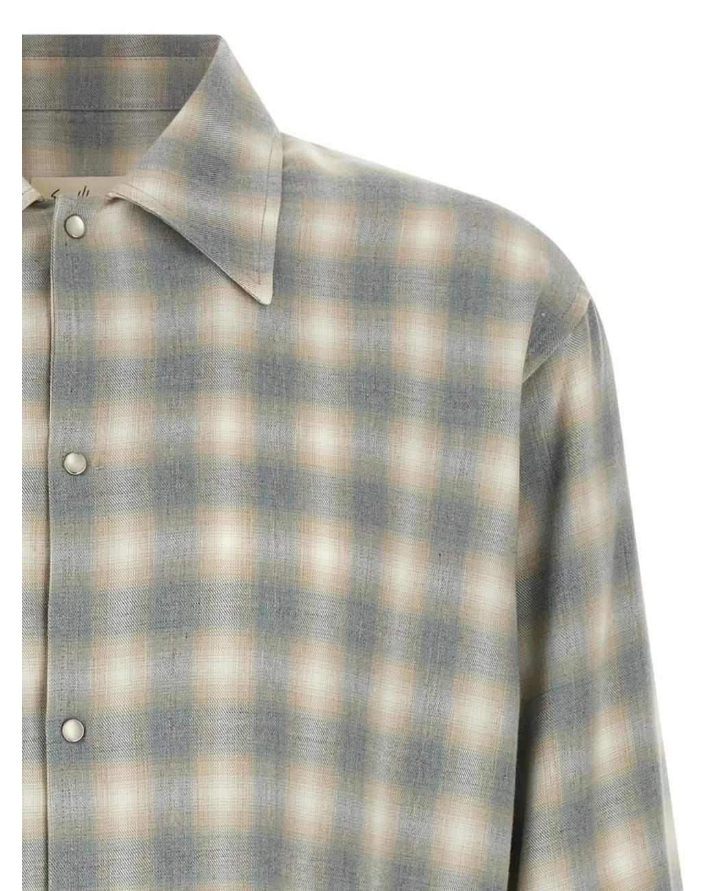 Second/Layer Gray Checked Shirt for men