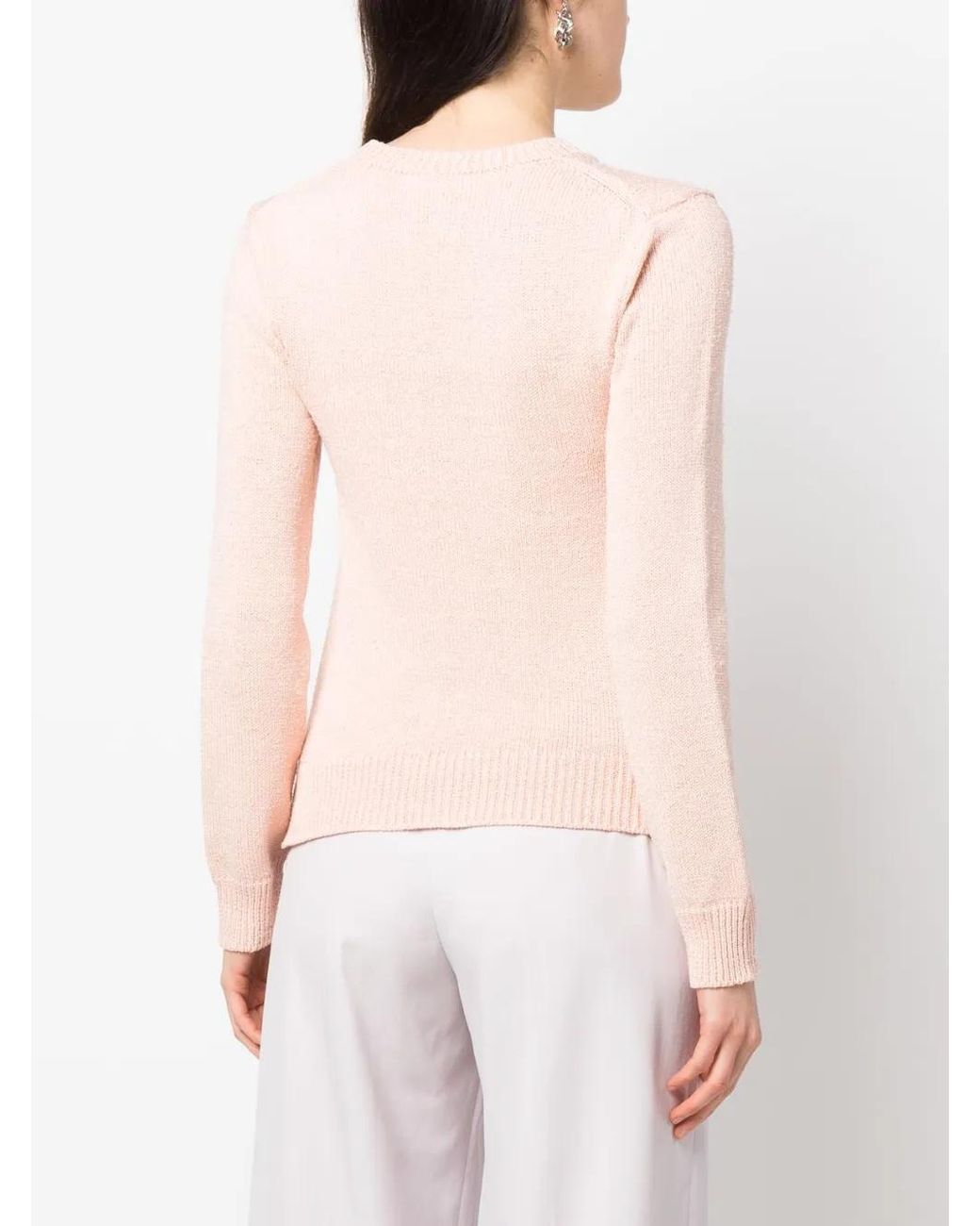 Jil Sander Pink Fine-Knit Long-Sleeve Jumper