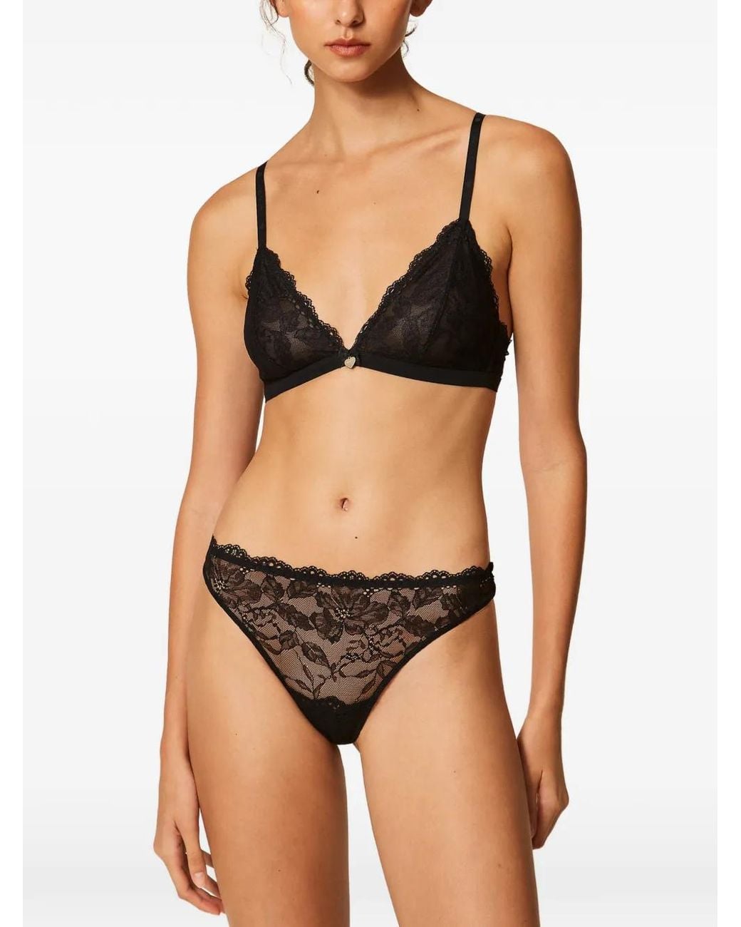 Twinset Black Lace Triangle Bra