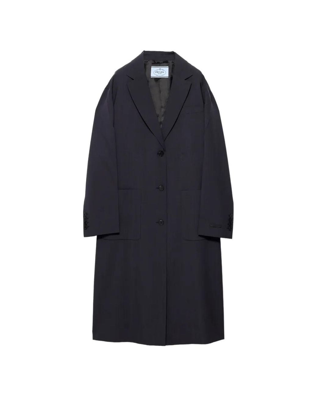Prada Blue Single-Breasted Light Wool Coat