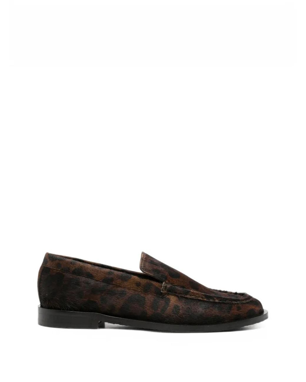 Gioseppo Black Leopard-Print Pony-Hair Loafers