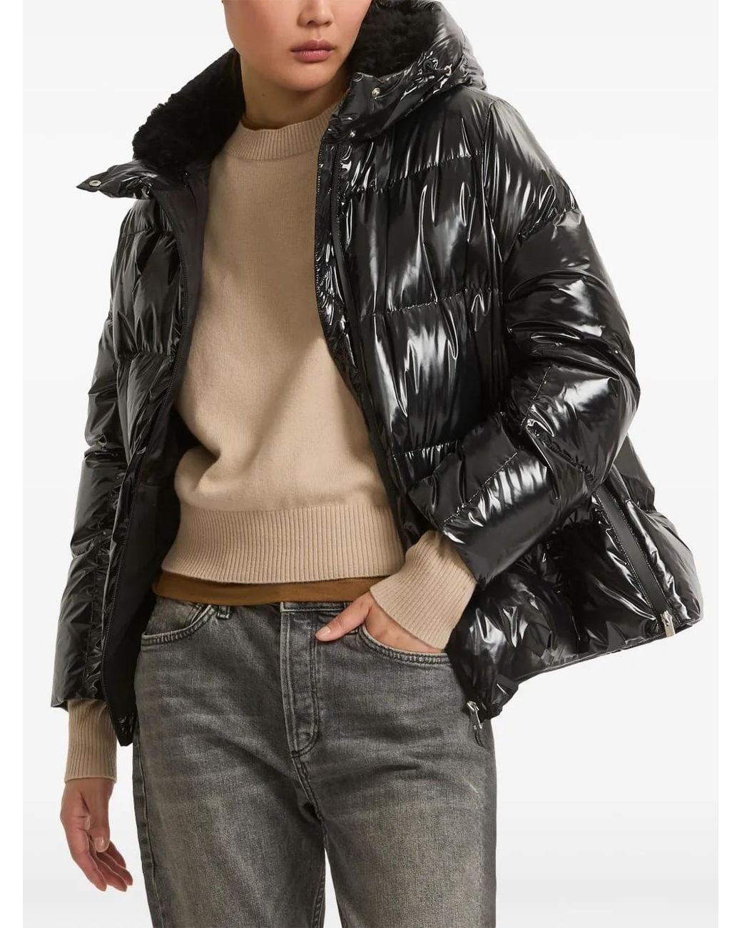 Yves Salomon Black Duck-Down Padded Jacket
