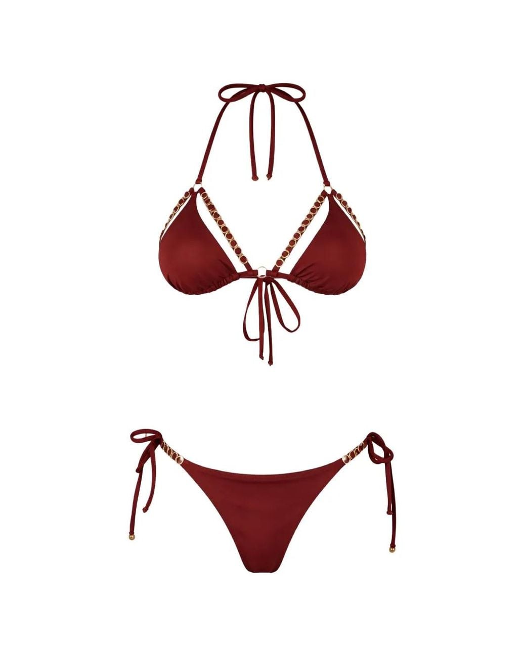 Mazzei Red Chain Triangle Bikini