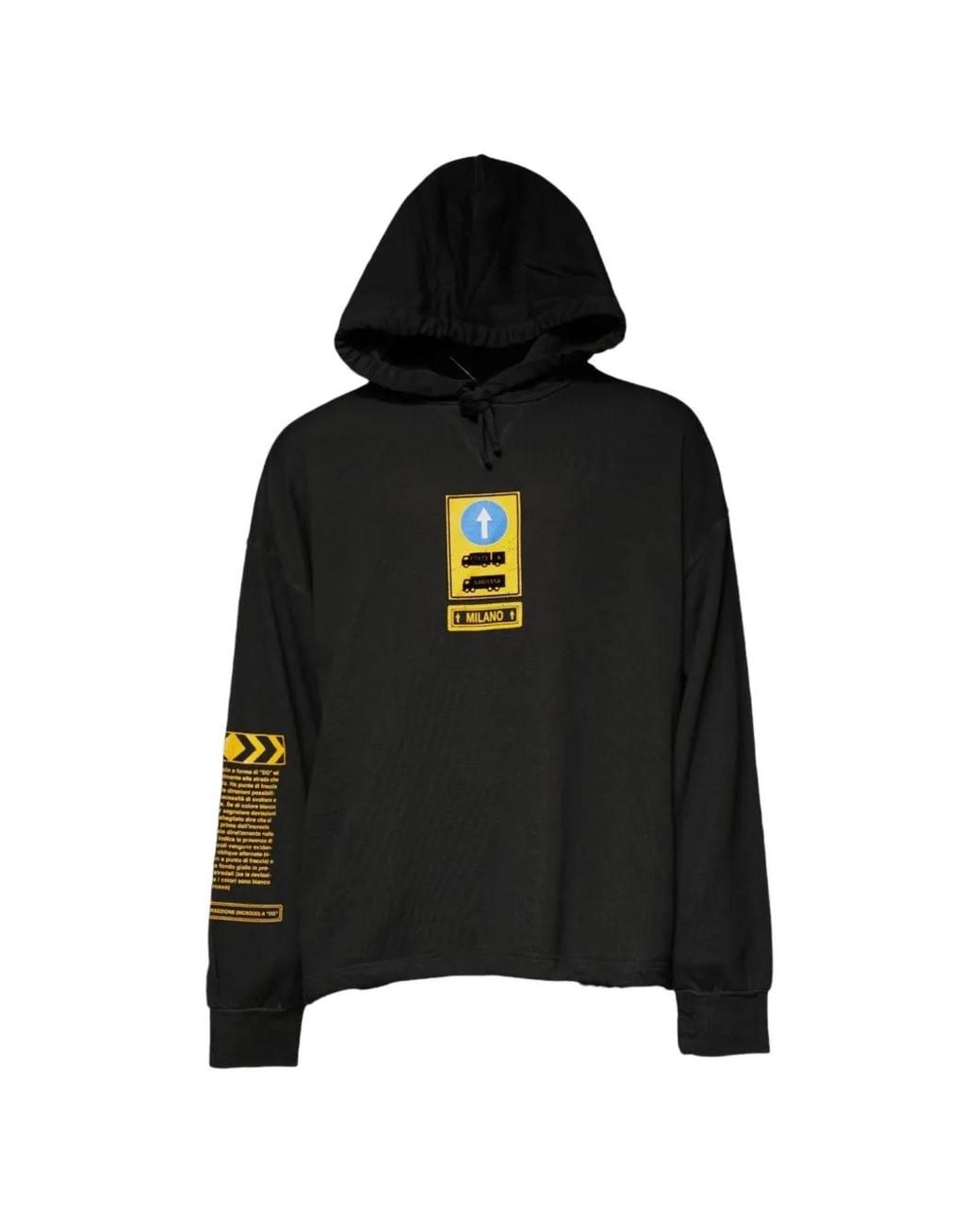 Dolce & Gabbana Black Graphic-Print Cotton Hoodie for men