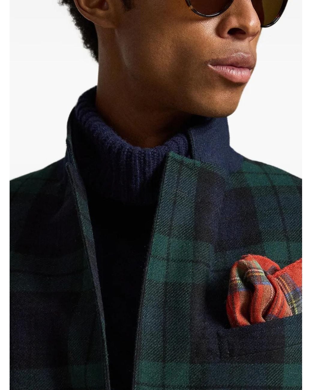 Polo Ralph Lauren Blue Tartan-Check Single-Breasted Blazer for men