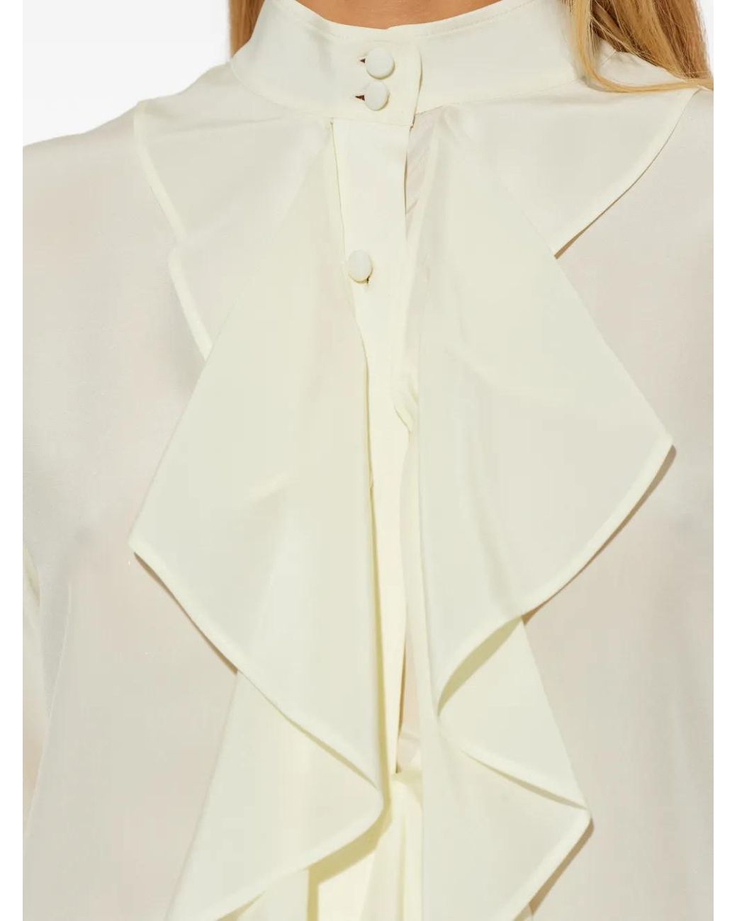 McQueen White Ruffled Silk Blouse