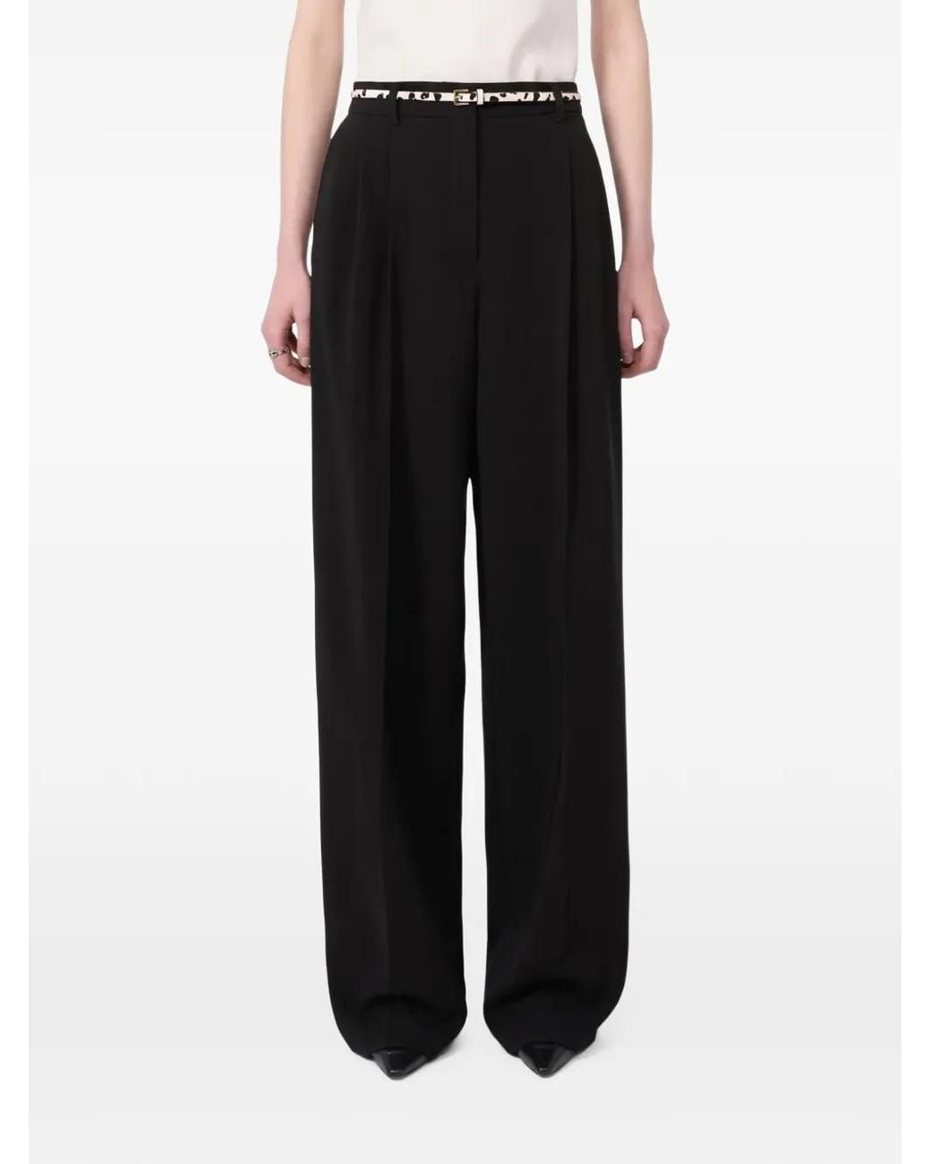 Max Mara Black Belted Pleated Trousers