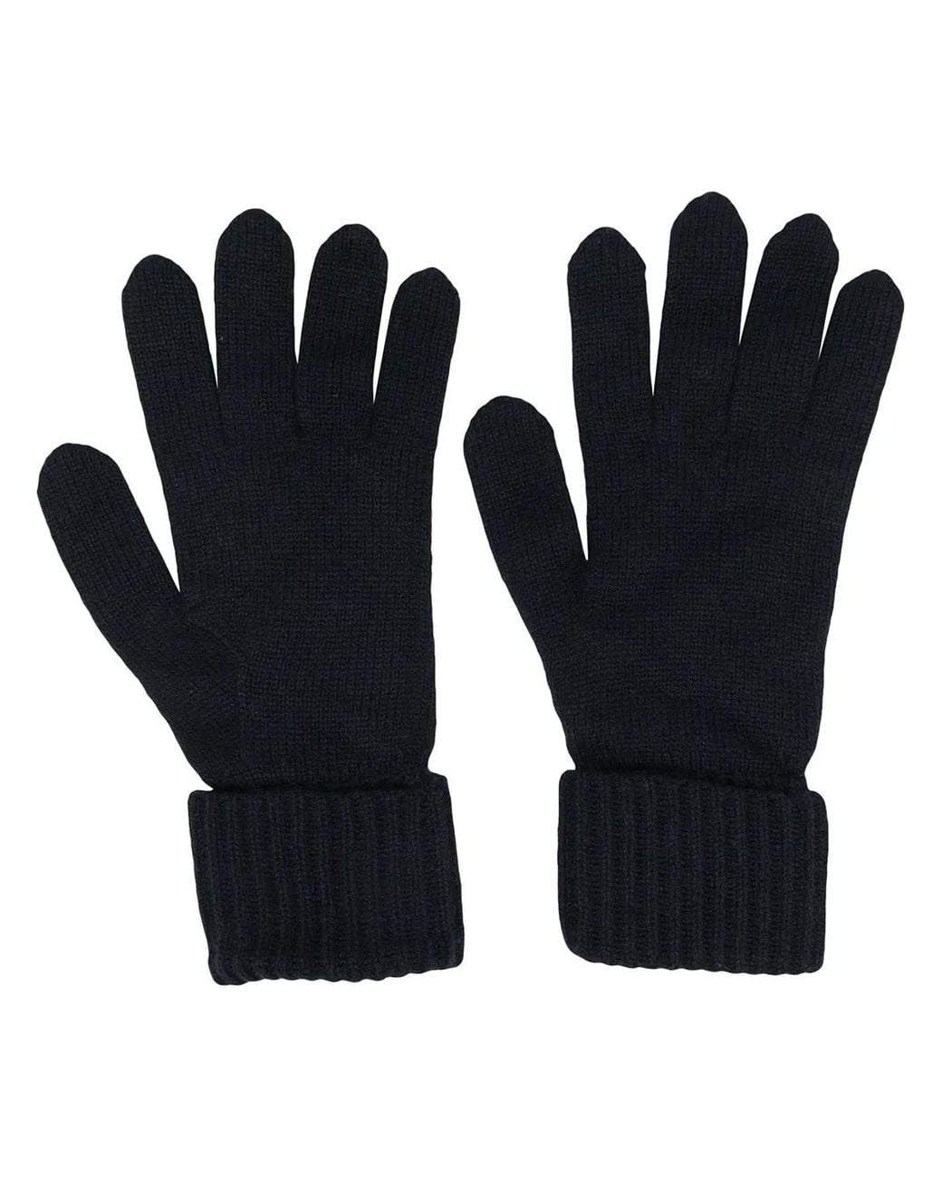 N.Peal Cashmere Blue Ribbed Knit Gloves