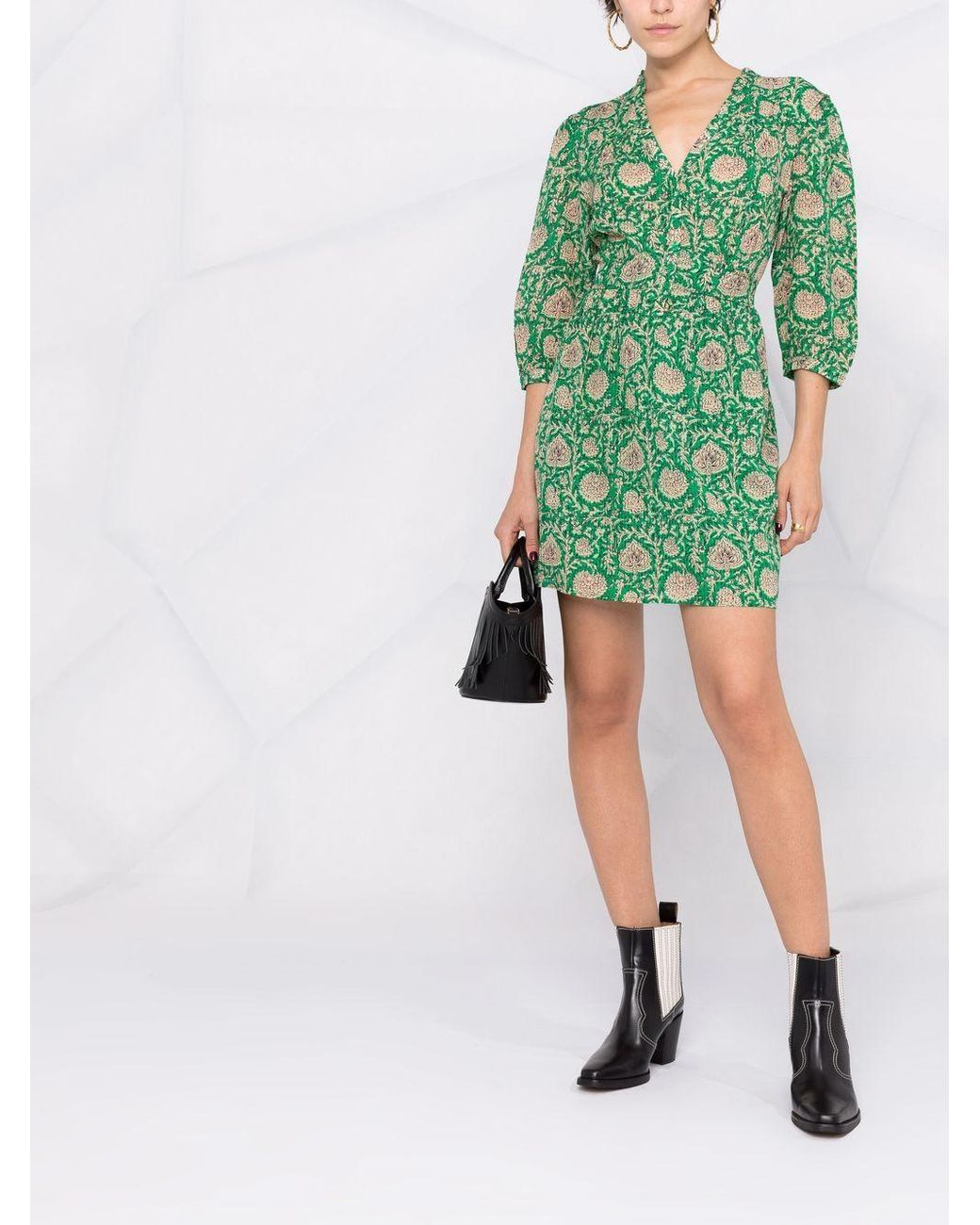 Ba&sh Paz Floral-print Dress in Green | Lyst Canada