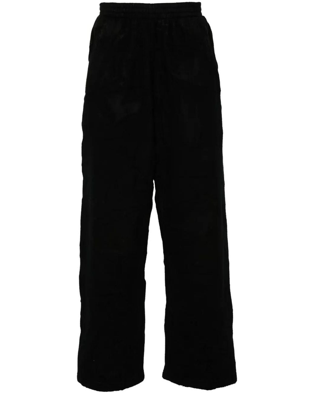 Balenciaga Black Crinkled-Effect Track Pants for men