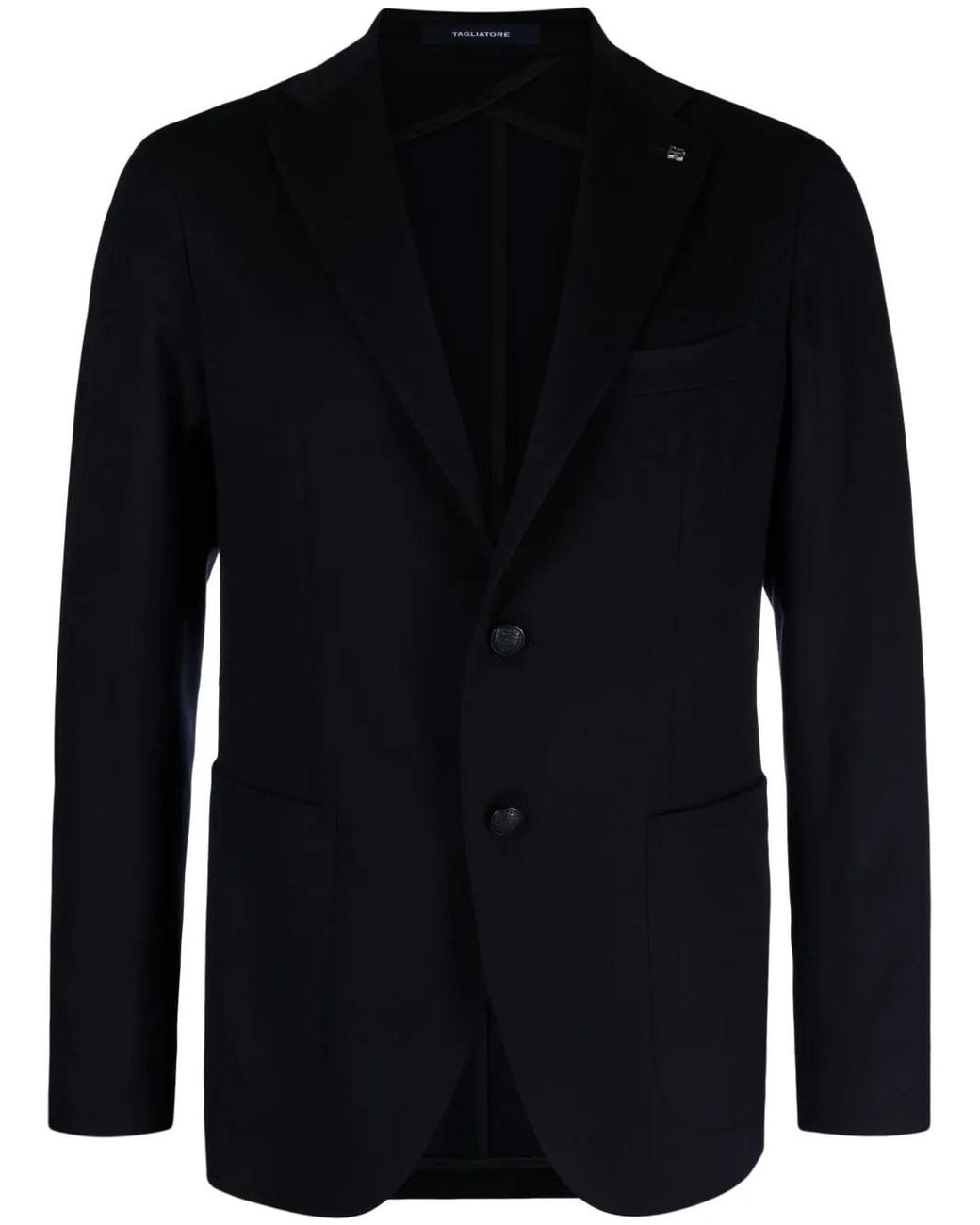 Tagliatore Blue Single-Breasted Wool Blend Blazer for men