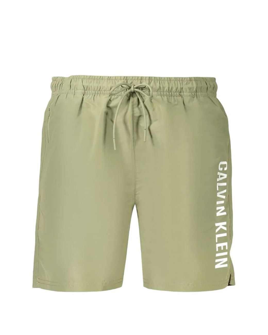 Calvin Klein Green Logo-Print Drawstring Swim Shorts for men