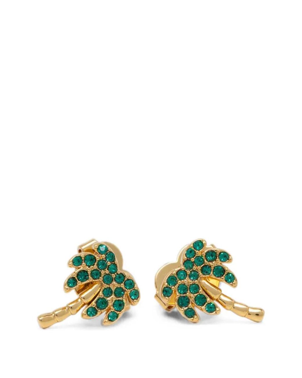Kate Spade Green Away We Go Crystal-Embellished Palm-Tree Earrings