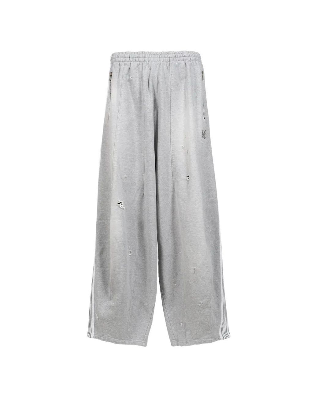 Needles Gray H.D. Distressed Track Pants for men