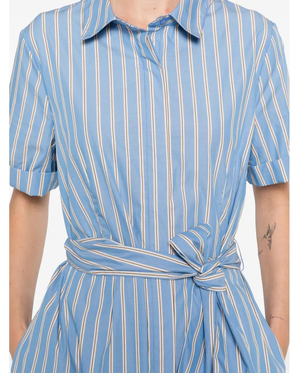 MAISON 123 Blue Palma Belted Midi Dress