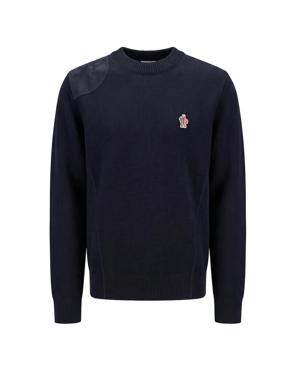 Pull Nervuré À Patch Logo Moncler pour homme en coloris Blue
