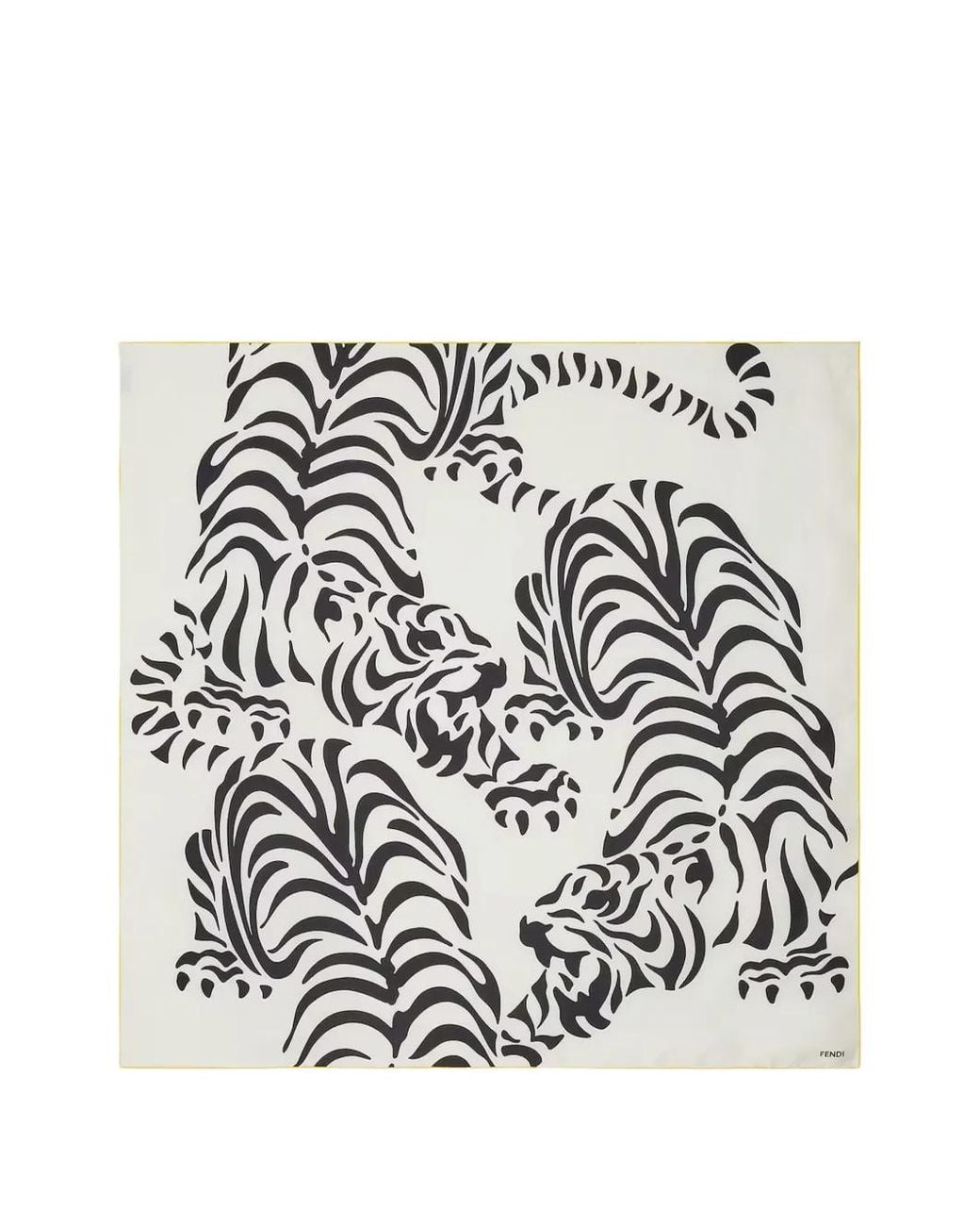 Fendi White Tiger-Print Silk Scarf