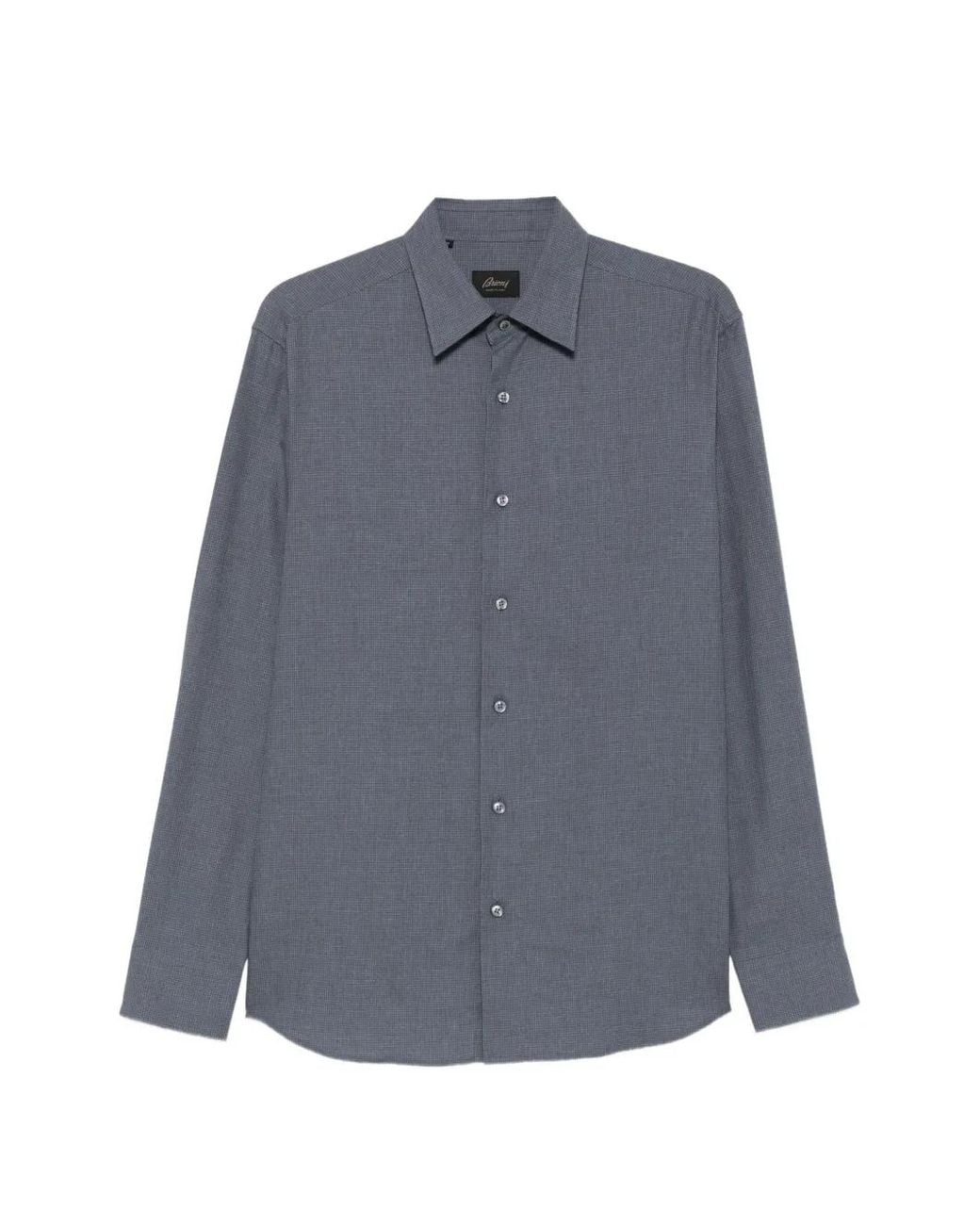 Brioni Blue Button-Down Long-Sleeve Shirt for men