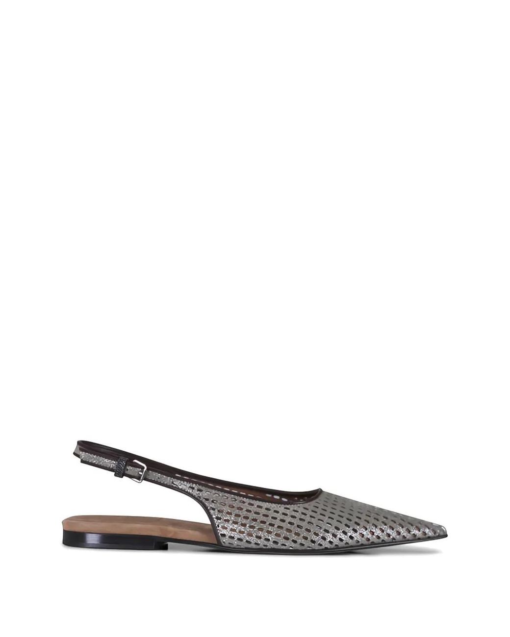 Brunello Cucinelli White Slingback Perforated Ballet Flats
