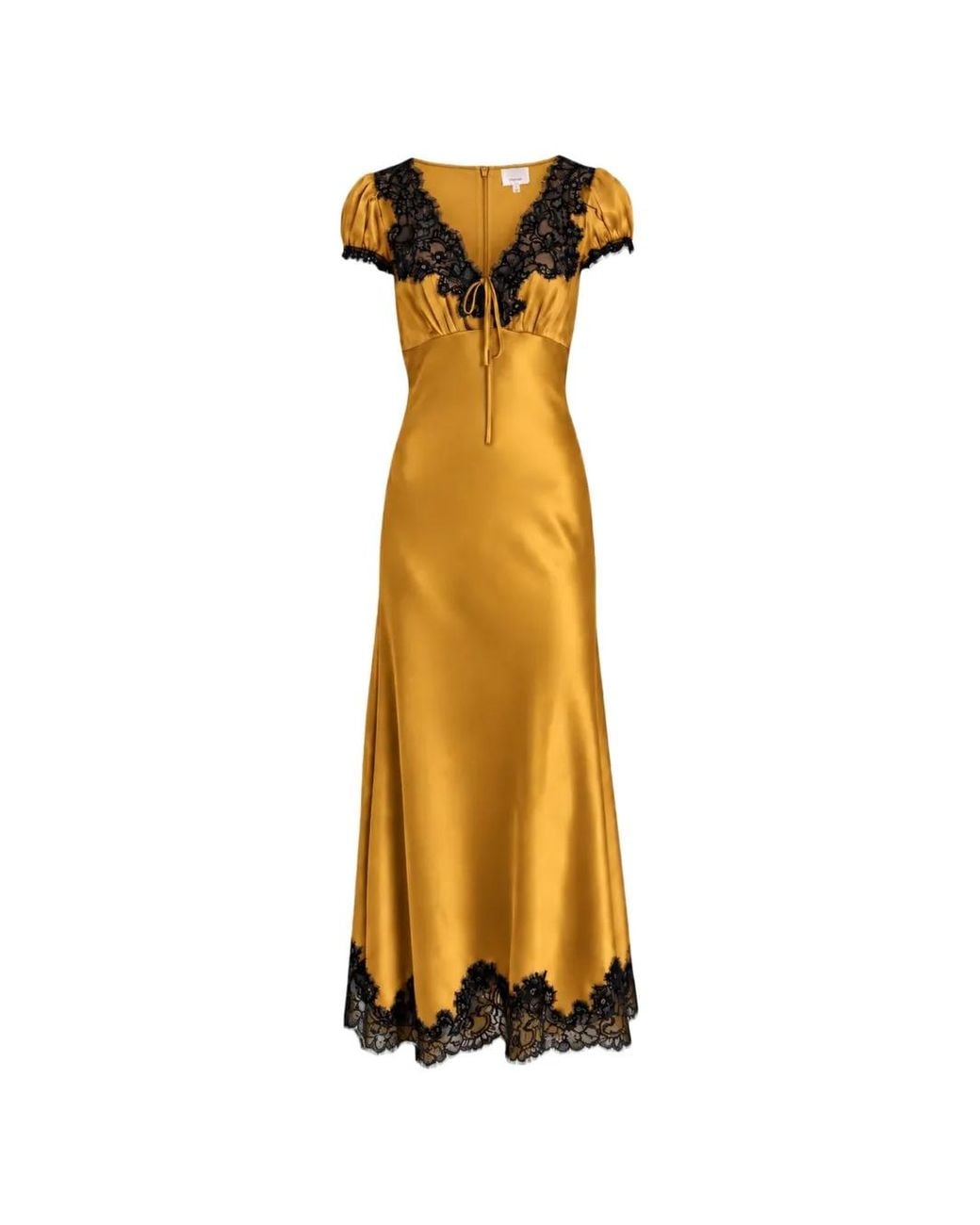 Cinq À Sept Metallic Sienne Lace-Trim Maxi Dress