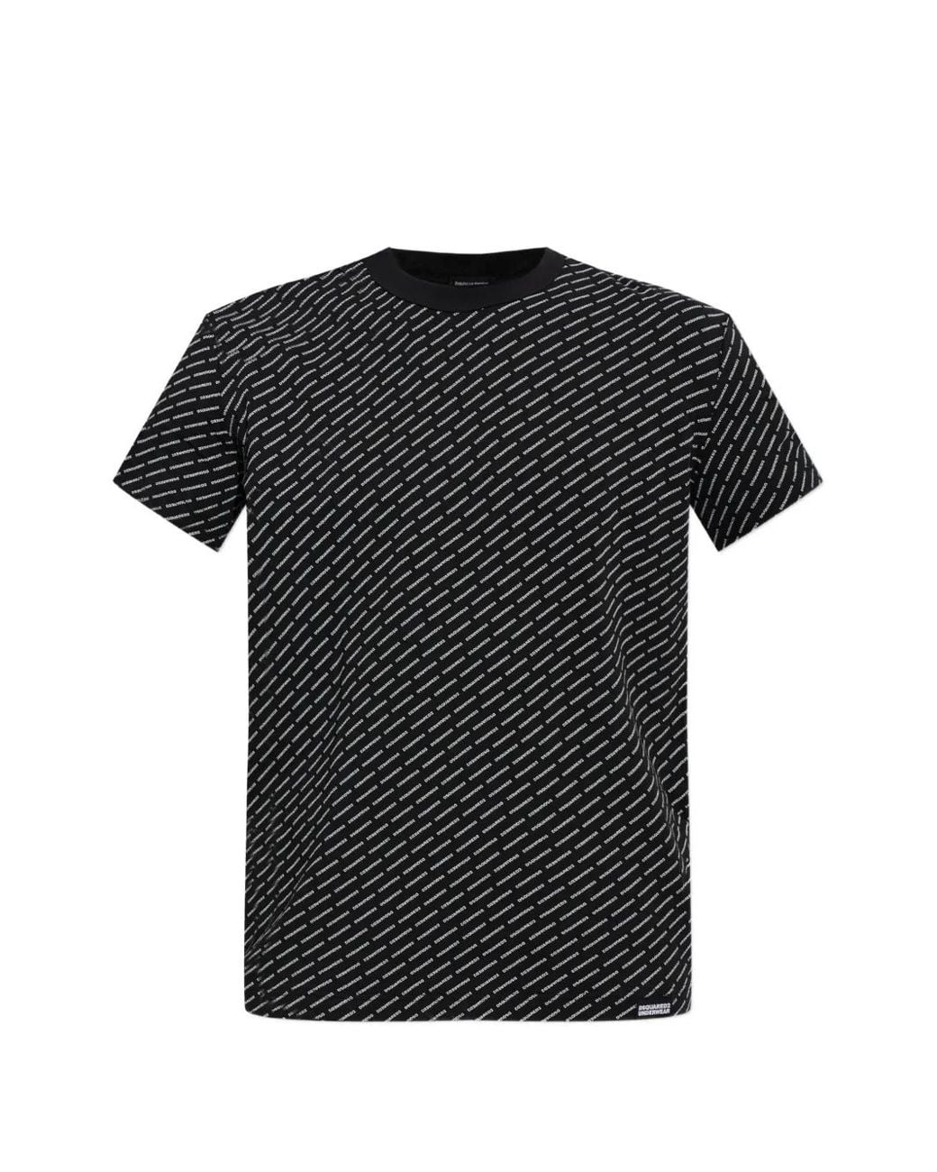 DSquared² Black Logo-Pattern T-Shirt for men