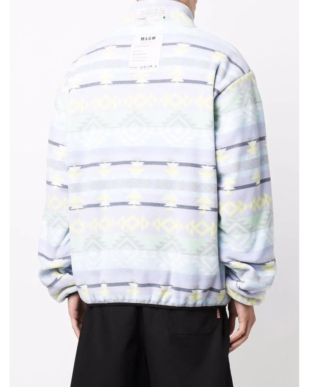 MSGM Blue Zip-Up Funnel Neck Jacket for men