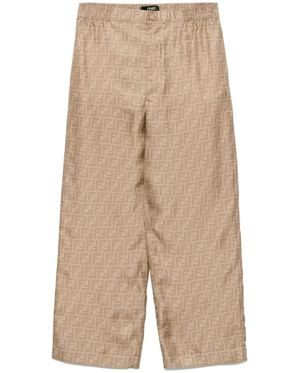 Fendi Natural Ff Silk Trousers for men