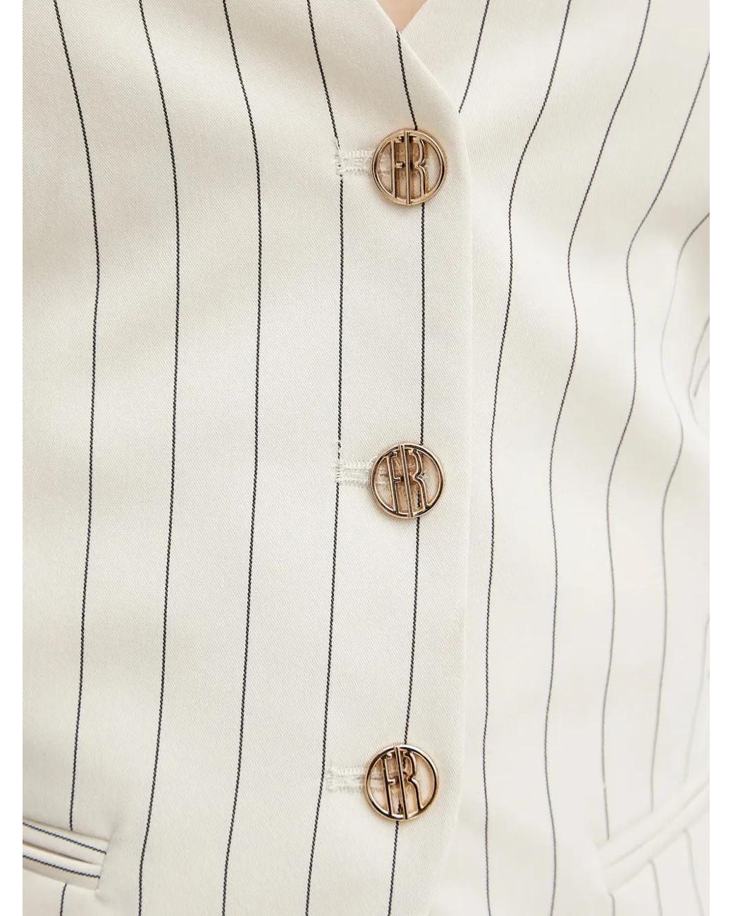 Fracomina Natural Pinstripe Buttoned Top