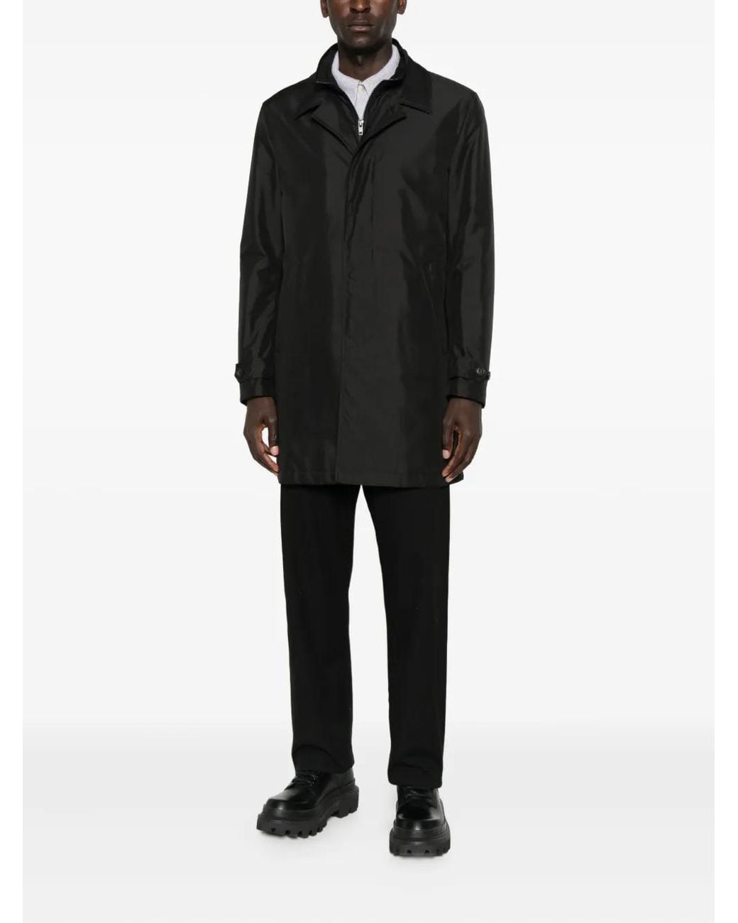 Fay Black Manteau À Fermeture Zippée for men