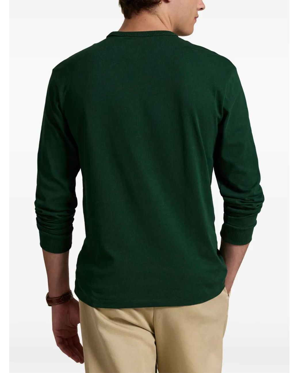 Polo Ralph Lauren Green Logo-Embroidered Long-Sleeve T-Shirt for men