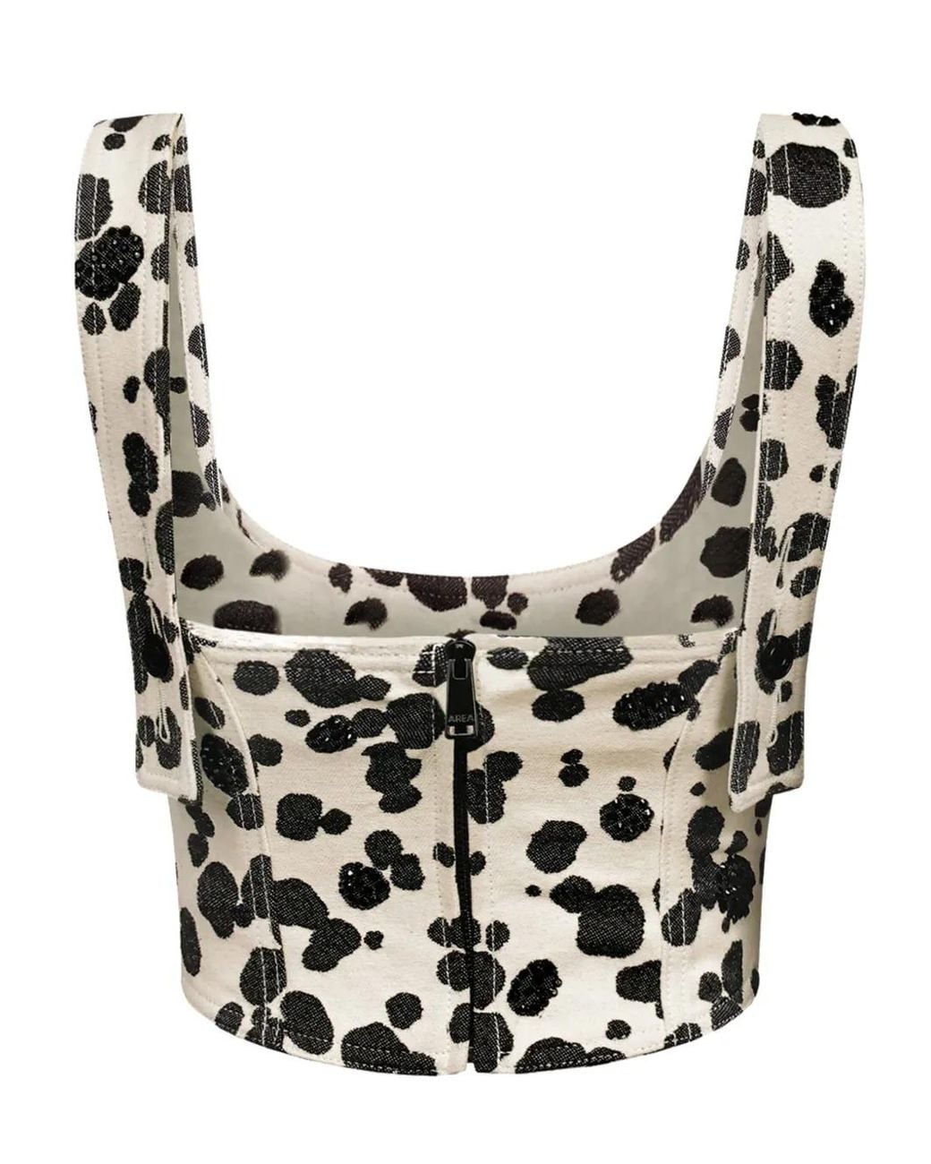 Area Black Dalmatian-Print Denim Corset Top