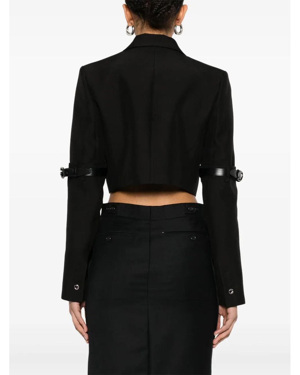Coperni Hybrid Cropped Blazer in het Black