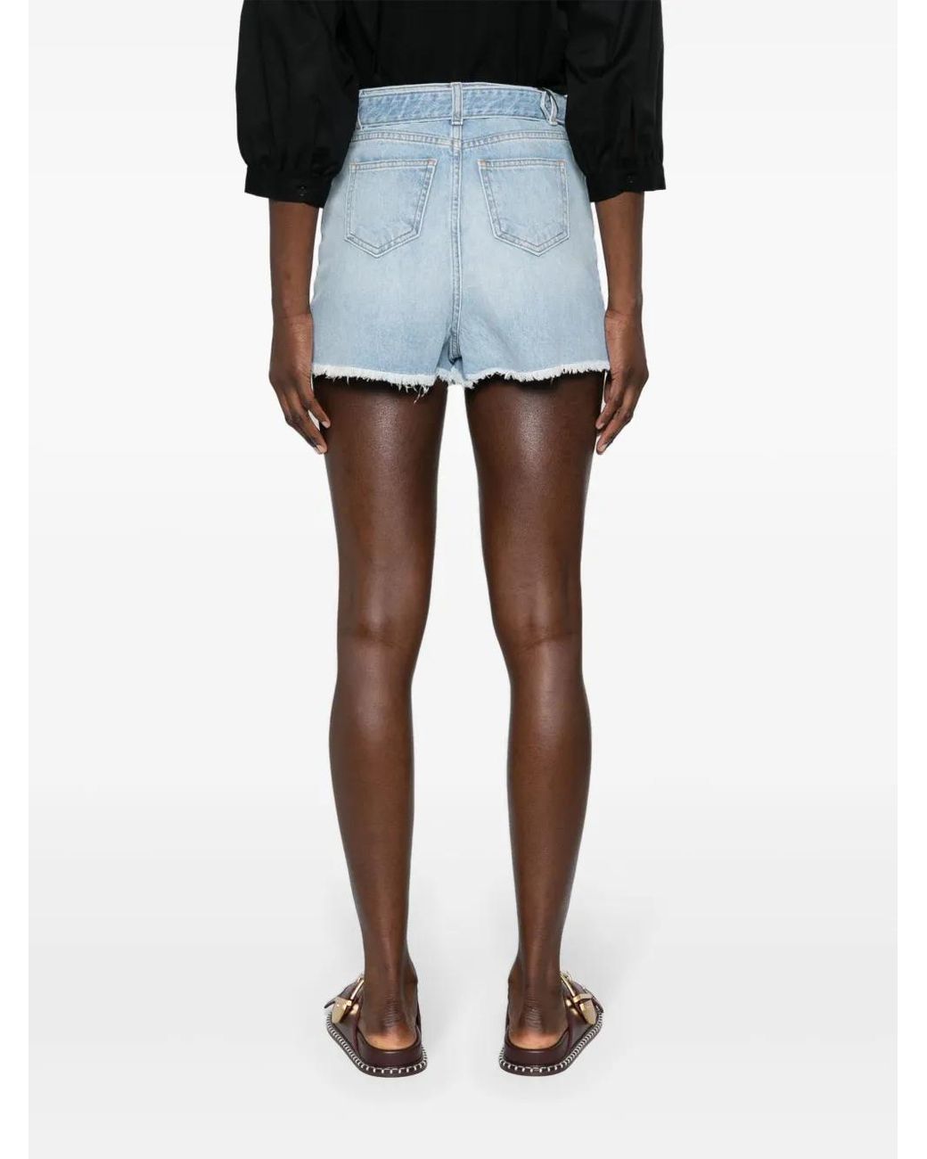 Twinset Blue Belted Denim Shorts