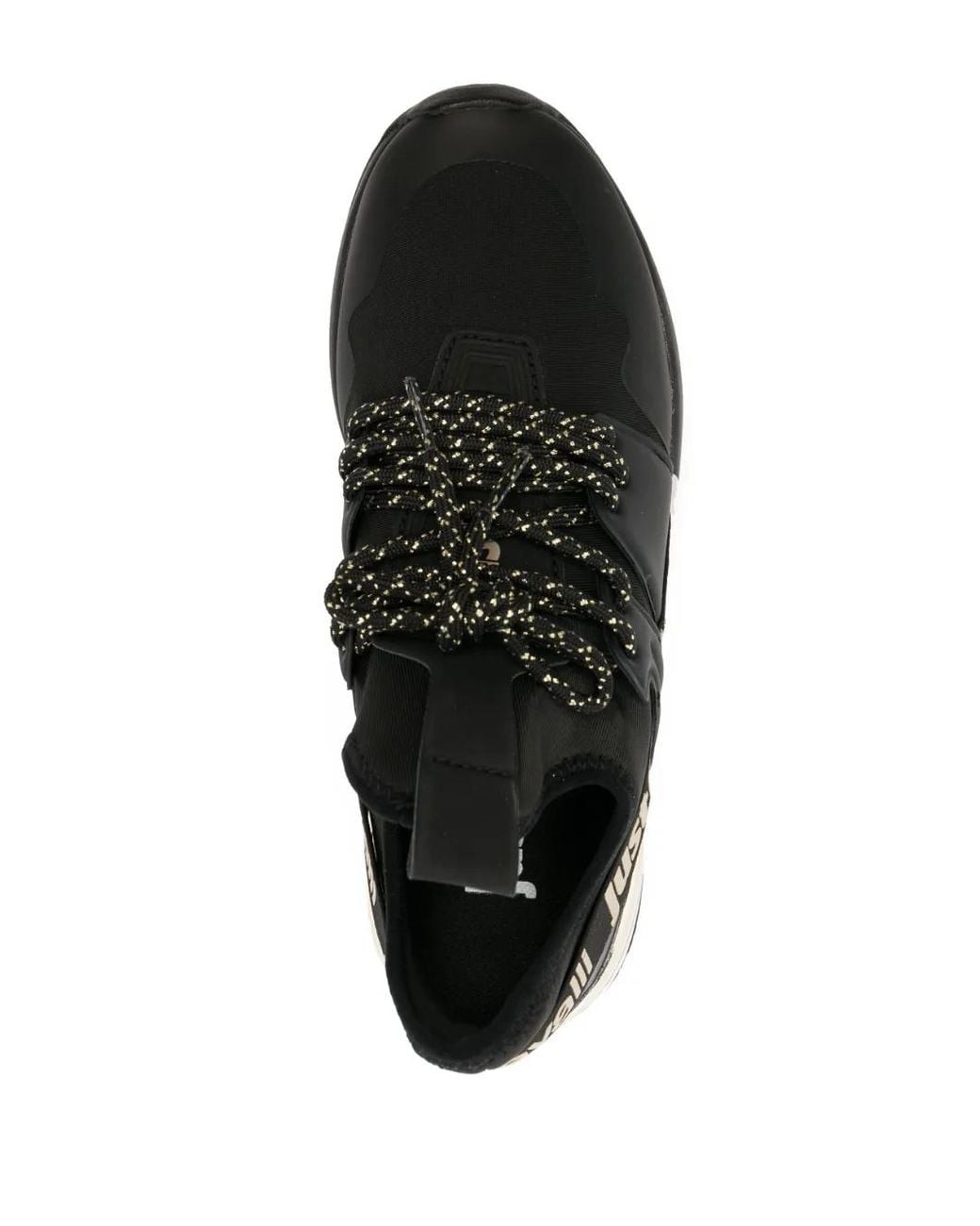 Just Cavalli Black Logo-Print Low-Top Sneakers
