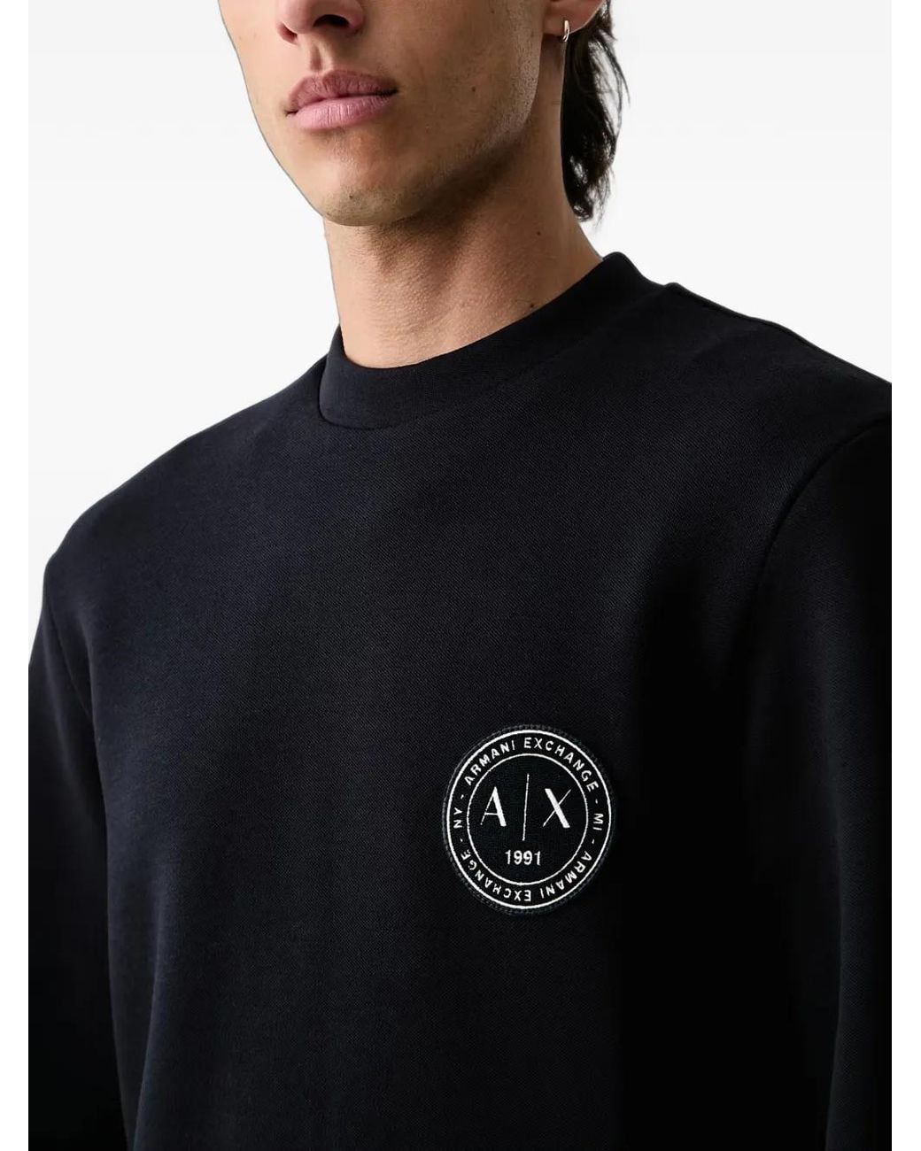 ARMANI EXCHANGE Black Logo-Patch Sweater for men