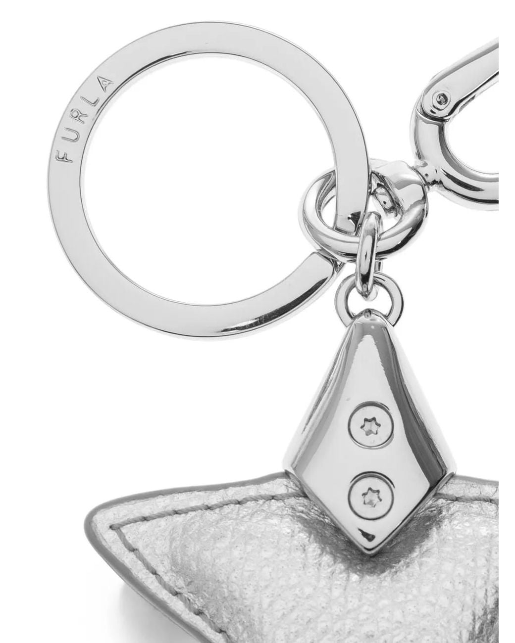 Furla White Star Leather Keychain