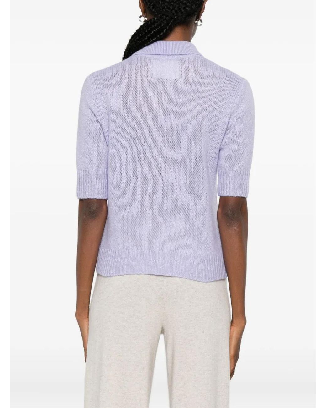 Lisa Yang Purple Masy Buttoned Polo Top