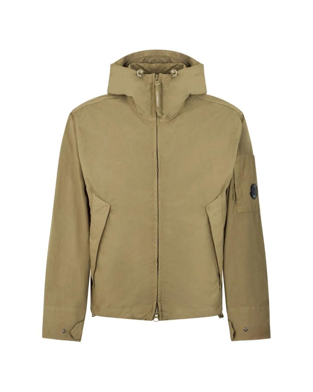 C P Company Green Twill Hooded Lens Jacket for men