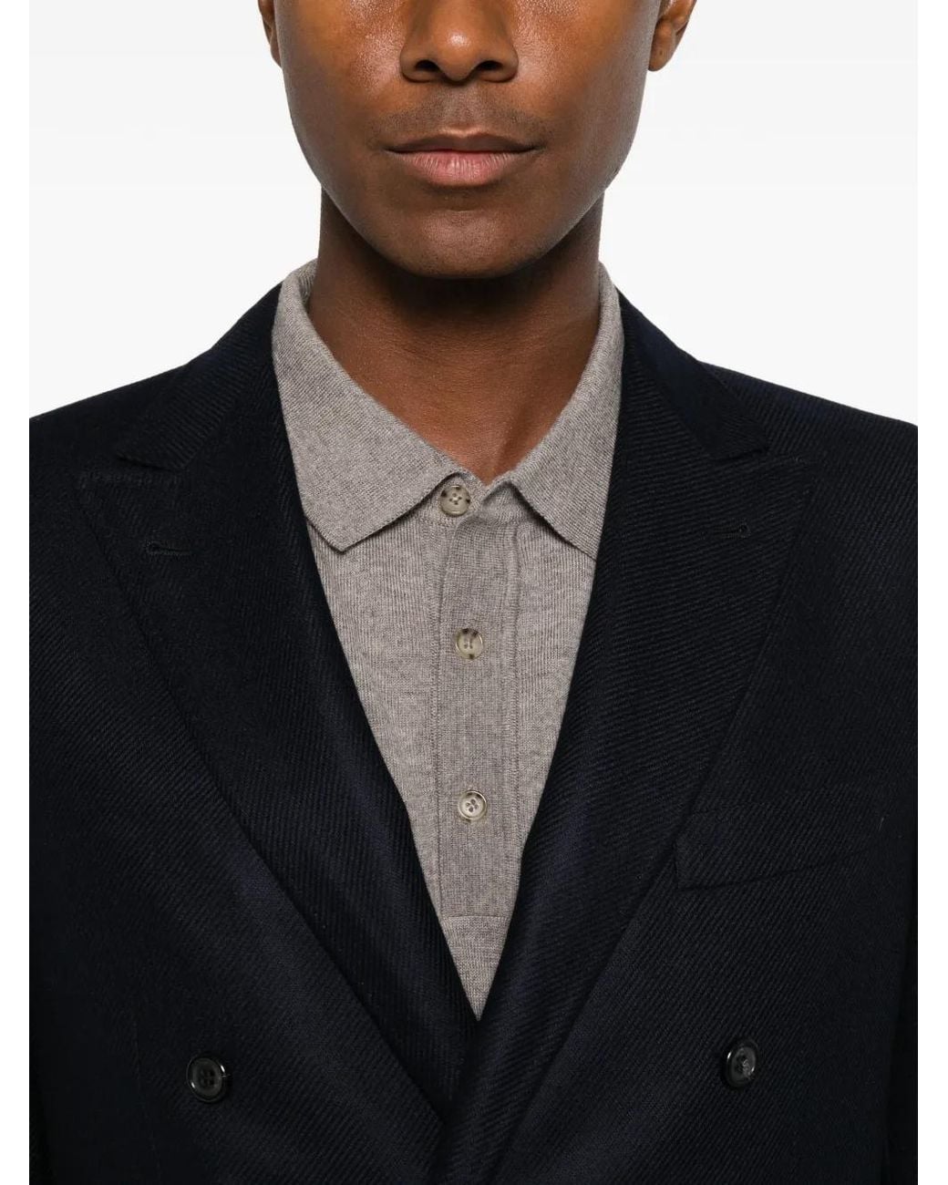 Canali Black Double-Breasted Wool Jacket for men