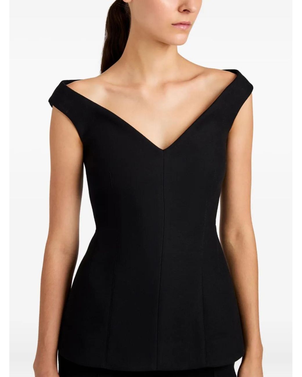 Proenza Schouler Black Mariam V-Neck Top