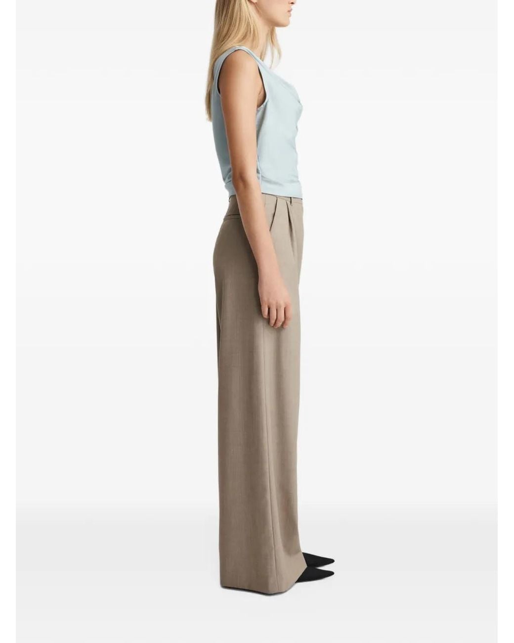Anna Quan Blue Cowl-Neck Sleeveless Top