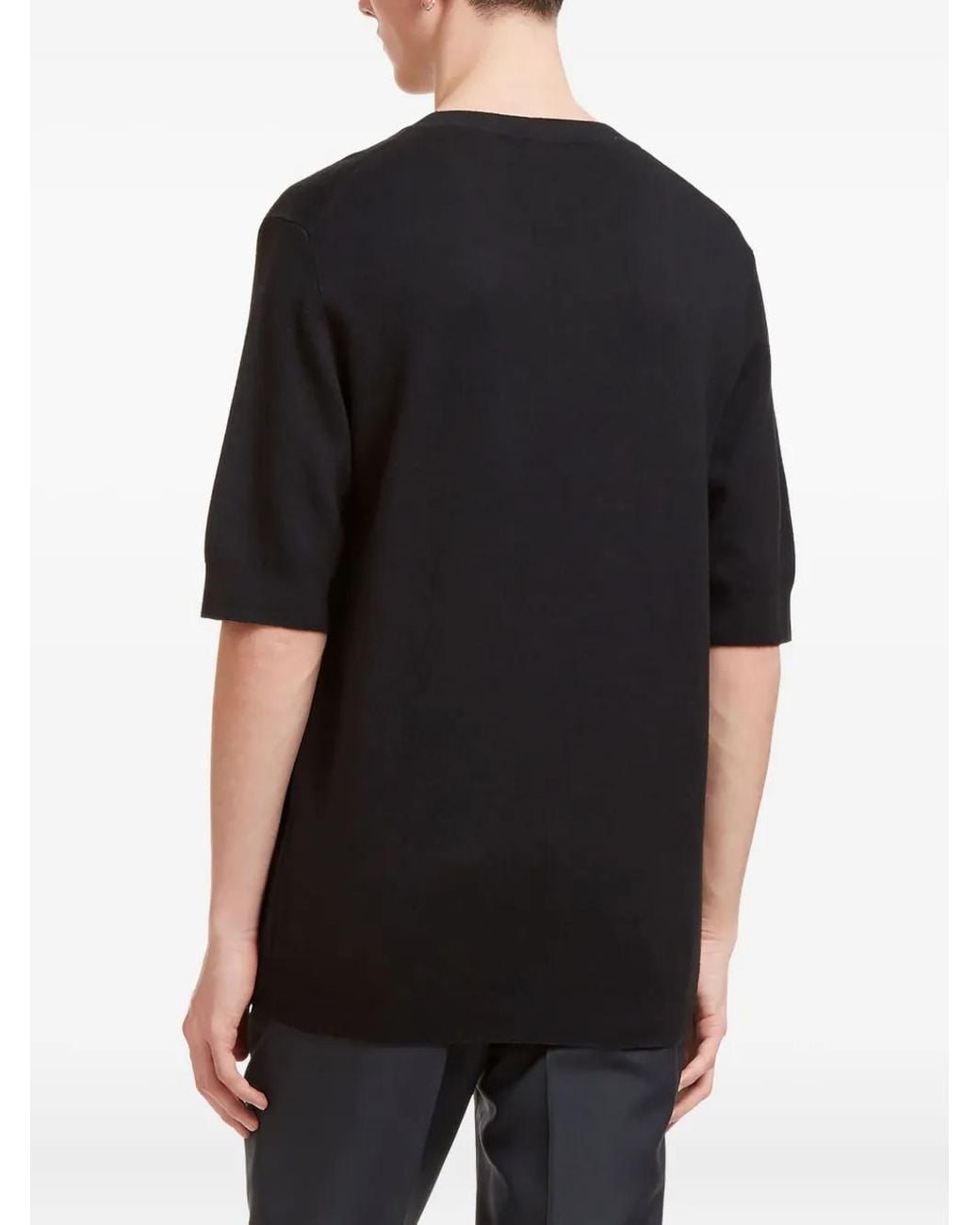 Aiezen Black Crew-Neck Half-Sleeve T-Shirt for men
