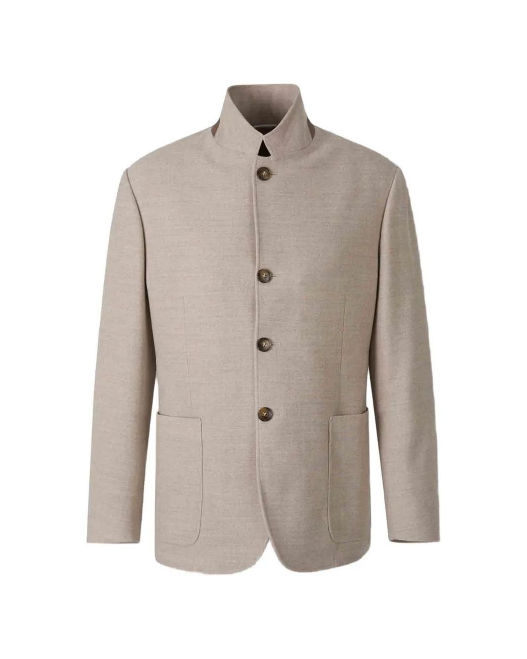 Canali Gray High-Neck Patch-Pocket Jacket for men
