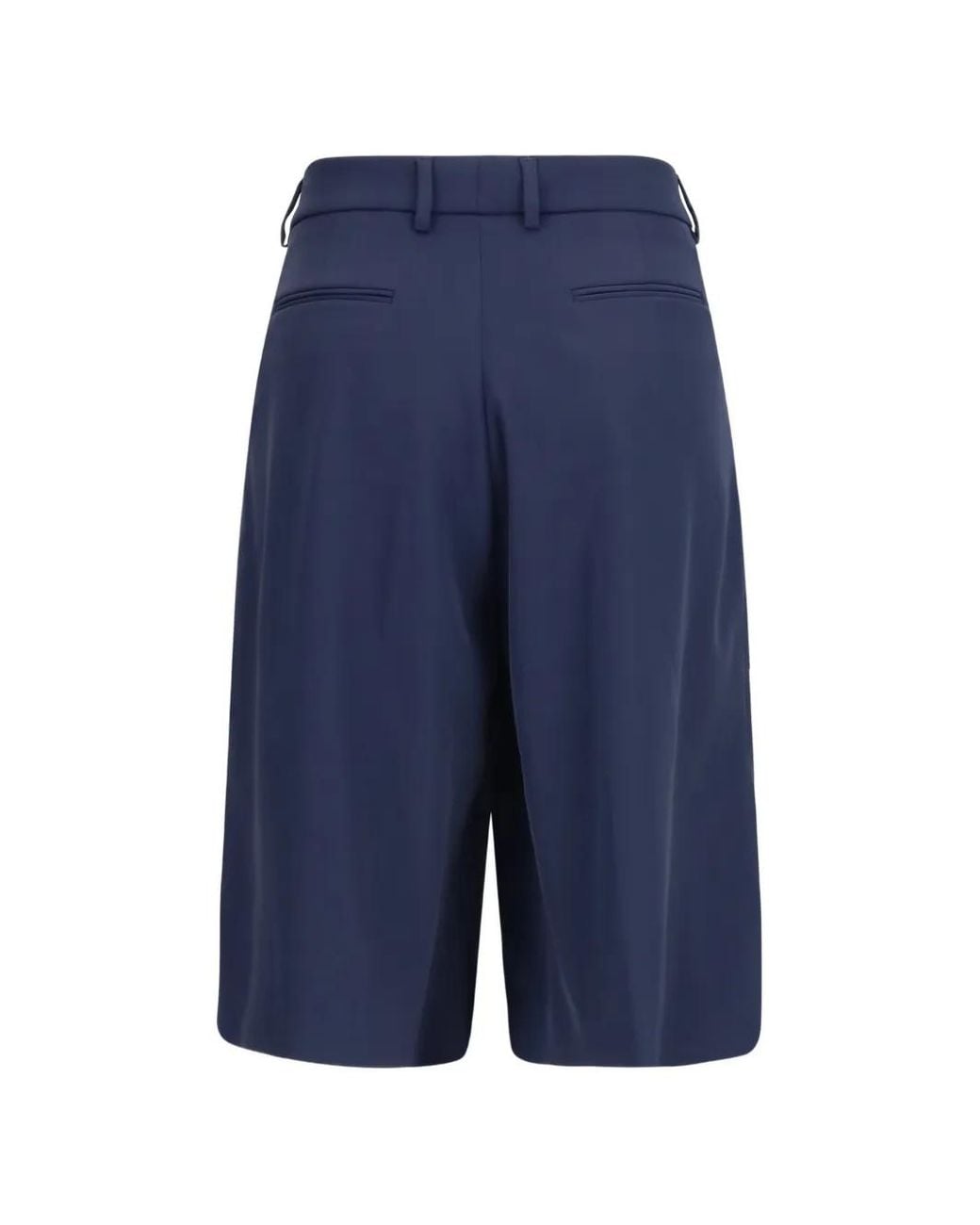 Cruna Blue Pleated Buttoned Shorts