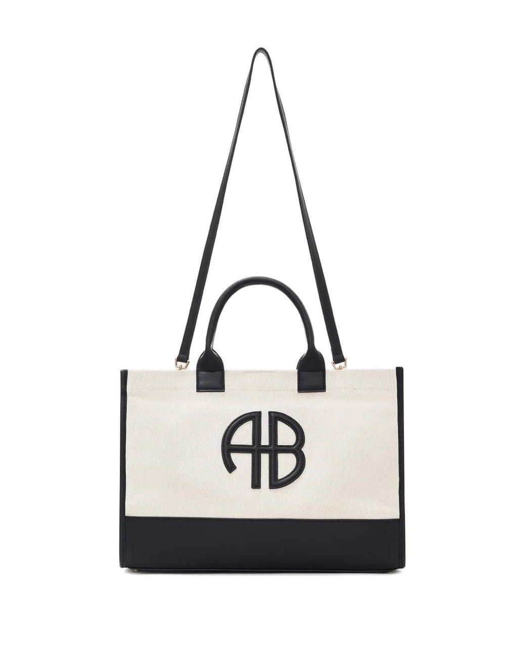 Anine Bing White Medium Lara Tote Natural Canvas With
