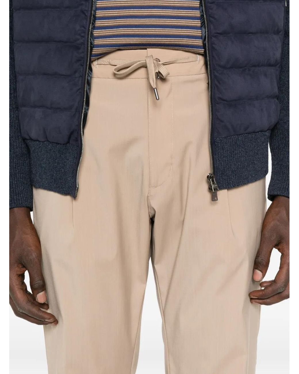 Herno Natural Pleated Drawstring Trousers for men