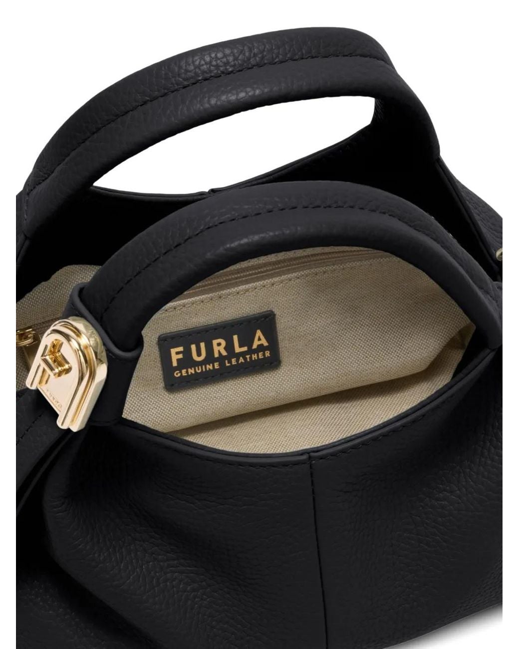 Furla Black Small Planeta Leather Tote Bag