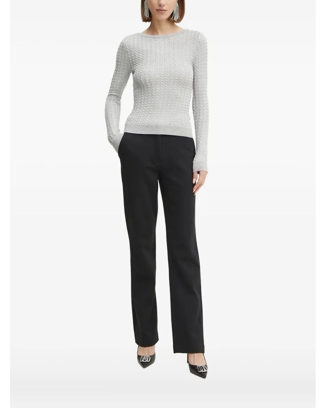 Guess White Cable-Knit Sweater