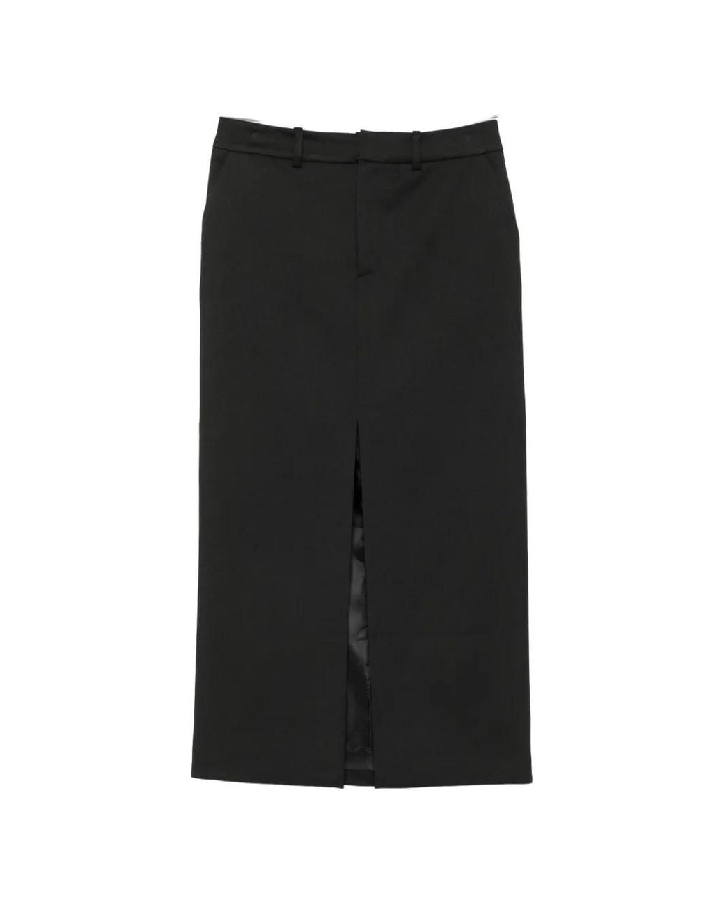 Frankie Shop Black Maybelle Front-Slit Midi Skirt
