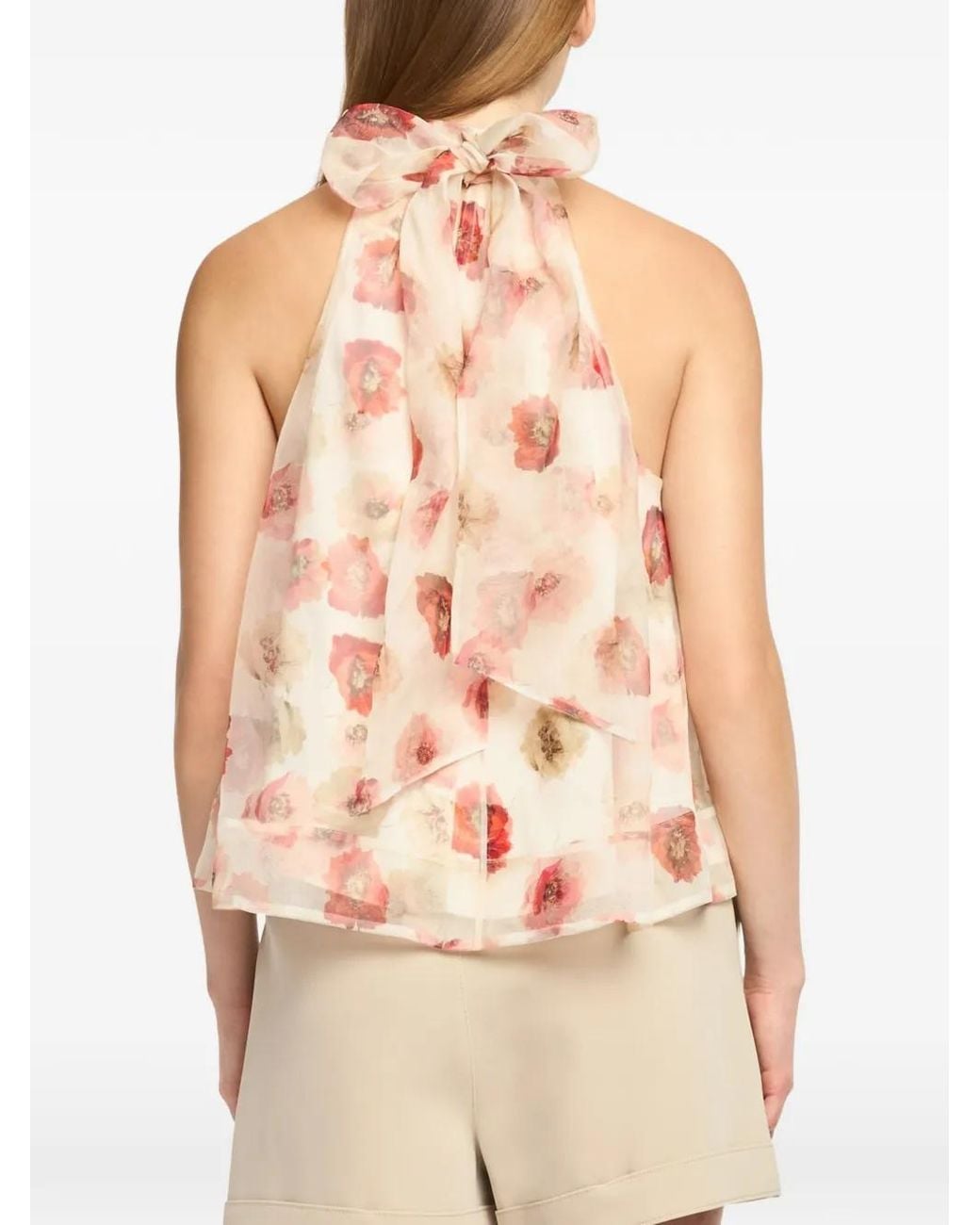 Cinq À Sept Pink Floral Halterneck Blouse